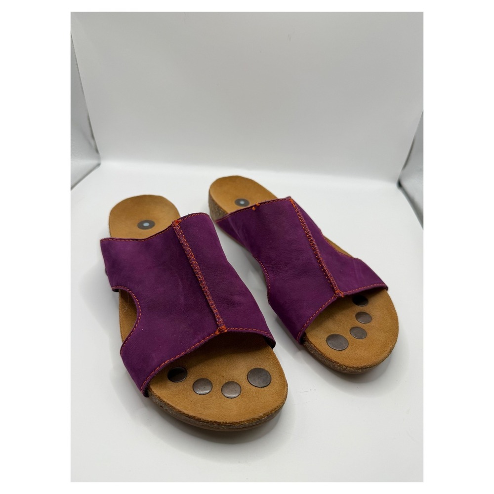 Juil  Leather Comfort Slide Sandals Cork Footbed Grounding Women's Size 7 Boho